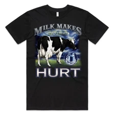 Milk Makes My Tummy Hurt T-shirt, Top Funny Meme Lactose Tolerant Gift Retro