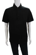 Vince Mens Short Sleeves Crew Neck Rugby Shirt Black Cotton Size Medium
