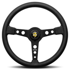Momo Prototipo Leather Retro Steering Wheel - 370mm Diameter - Black Black