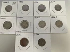 #22 Lot of 10 Buffalo Nickels 1936(5), 1936D(4), 1936S.