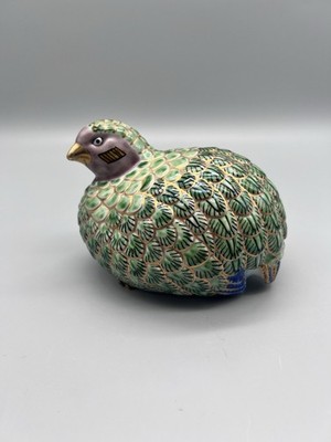 Japanese Kutani Porcelain Quail Bird Figurine Female 4 1/2 x 3 