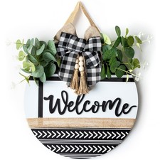 Welcome Sign for Front Door Decor - Hanging Welcome Signs for All Season Boho...