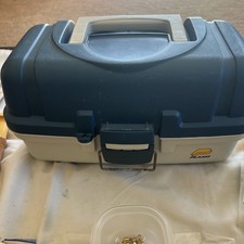 Vintage PLANO 6102 Fishing Tackle Box 2 Trays Blue & Ivory FULL OF TACKLE!!!!!!!