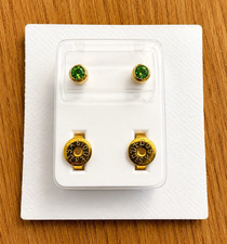 Studex Sterilised Ear Piercing Studs 2pc Gold Tone & Green Metal Pair MAR2035
