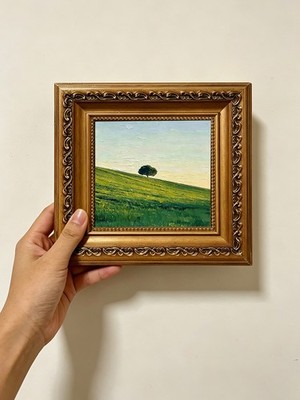 Lone Tree Green Hill Original Oil Painting,Custom from photo