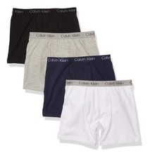 Calvin Klein Boys Modern Cotton Boxer Brief Underwear 4-Pack, Black Iris Pack, L