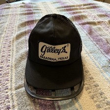 Vintage 80s Gilley's Pasadena Texas Trucker Hat Cap Black White Patch OSFA