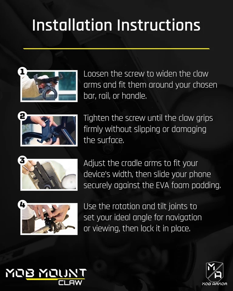 Mob Mount Claw with 360° Rotation - Universal Phone Mounting Clamp for Motorc... - Image 4 of 4