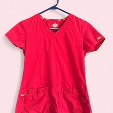 Women s Dickies Red Scrub Top in XXS
