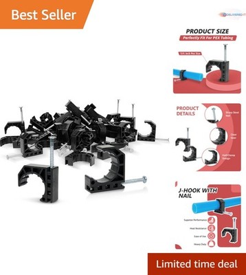 50 Colliers J-Hook Everflow – Pour Tuyau PEX, Diamètre 1 Pouce, Avec Clous, Lot De 50
