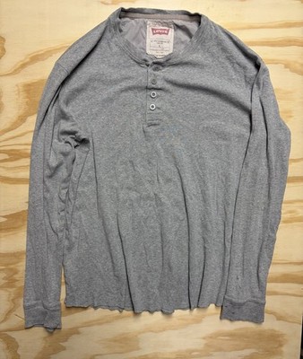 Levi's Men's Large Grey 90s Style Long Sleeve Quarter Button Up Shirt NWT