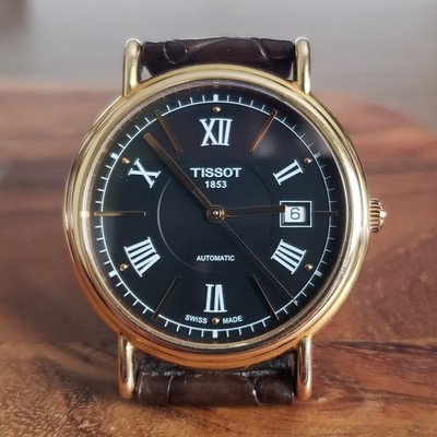 Tissot T-Gold Automatic 18K Solid Gold 40mm Case Men's Wristwatch, Classic Look!