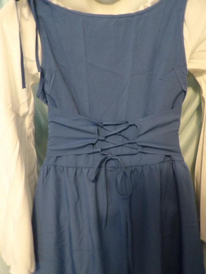 Vestido Renacimiento Disfraz Medieval Mujer con Orejas de Elfo Pendientes Corona XL Azul Nuevo con Etiquetas Foto 3 de 4