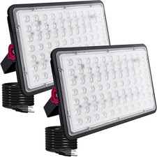 2-Pack 200W Plug-in LED Flood Lights, Outdoor Security Lighting
