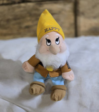 Disney Store HAPPY Snow White Seven Dwarfs Plush Toy Vintage 8 Soft Doll