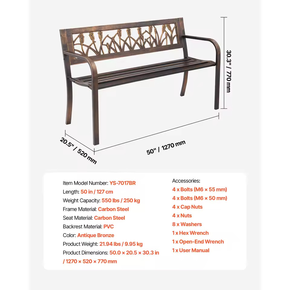 Banc de jardin robuste motif tulipes pour remplacer vos meubles d'extérieur usés