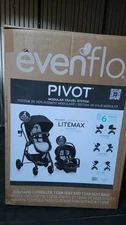 Evenflo Pivot Modular Travel System LiteMax Car Seat with Anti-Rebound Bar Gray