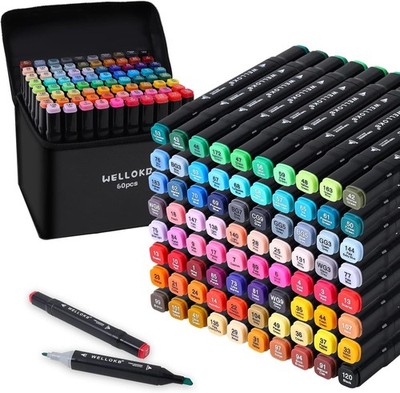 Alcohol Markers Set, 60 colors Based Dual Tip, Broad and Brush Tip... 