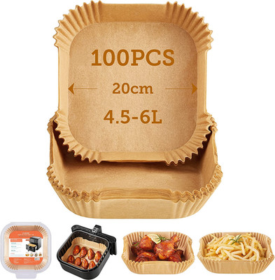 Cosori Backpapier Für Heißluftfritteuse XXL 4-7,3 L, 100 Stück 20 Cm, Ungebleich