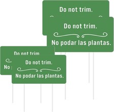Soaoo 4 Pcs Corrugated Plastic Do Not Trim Yard Signs with Stakes 6.2 x Green