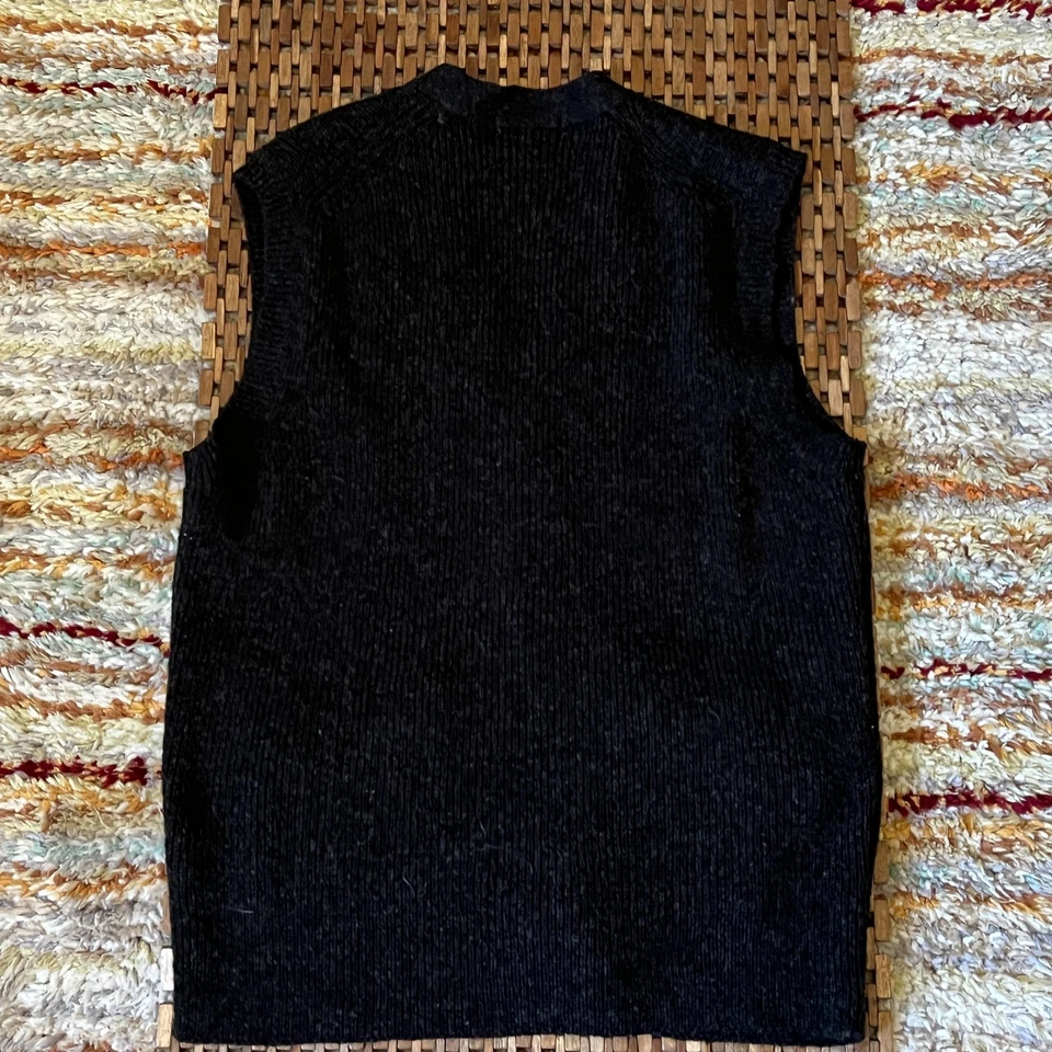 Pendleton Shetland Chaleco de Lana con Botones Gris Carbón Negro Grande L Foto 2 de 3