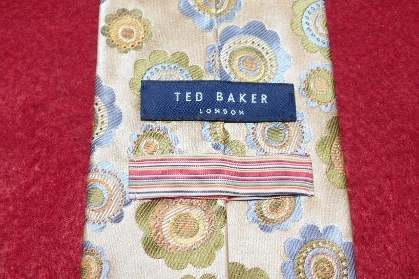 TED BAKER HECHO EN EE. UU. CORBATA FLORAL BEIGE/AMARILLO/AZUL - CORBATAS - CORBATAS DE DISEÑADOR. Foto 3 de 3
