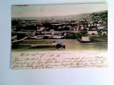 Würzburg, Blick vom Steinberg, farbig, Ansichtskarte, gelaufen Soldatenbrief 190