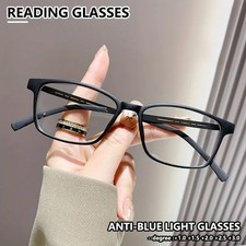 Unisex Retro Business Style Reading Glasses Rectangular Frame 1.0 to 3.0 Magni