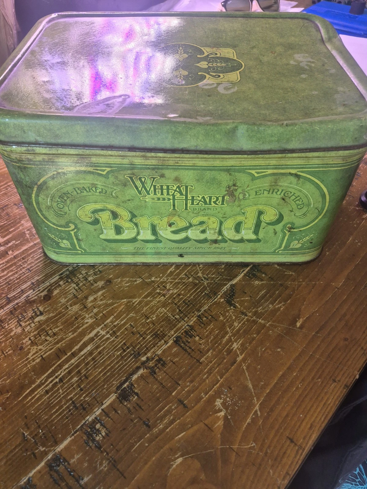 Vintage Bread Box Metal Tin, Wheat Heart, From the 1970's