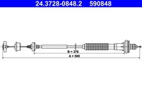 ATE Kupplungsseil Kupplungszug 24.3728-0848.2 FüR 206 Peugeot CC SW 2A 2E 2D Van
