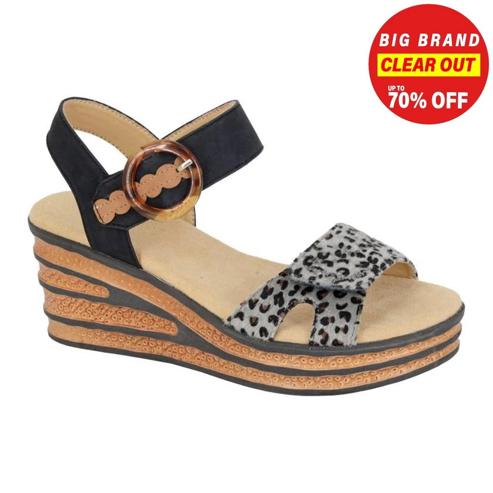Cipriata Danta Womens Fashion Designer Leopard Heel Wedge Sandal Black