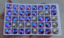 40 Pieces - 1122 12mm Round Rose Shimmer Entire tray Crystals Aurora