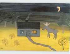 Postcard An Elk In The Forest by Ilse Ackermann-Hongell