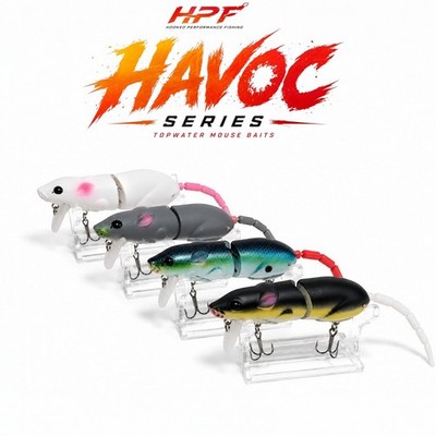 SLICKLINE Jointed Mouse Swimbait   Floating Rattling Topwater   Bass
