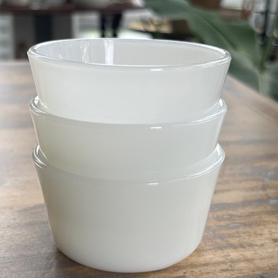 Lot 3 Vtg Glasbake Milk White Custard Dish Ramekin Cup Pinch Bowls
