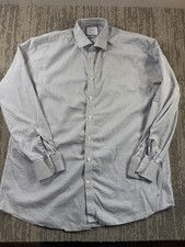 Charles Tyrwhitt Shirt Mens 17.5 36/37 Blue Stripe Slim Fit Dress Long Sleeve