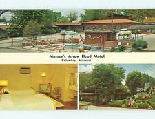 Unused Pre-1980 POOL & OLD CARS & MASSEY'S ARROW HEAD MOTEL Columbia MO u5125@