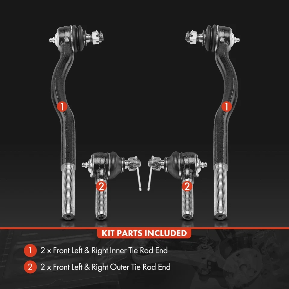 4xFront Inner & Outer Tie Rod End Kit for Chevy Tracker Geo Tracker 89-97 Suzuki - Image 3 of 4