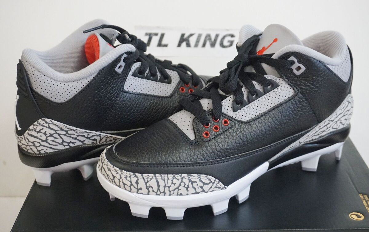 Nike Air Jordan 3 Retro MCS AJ 3 Baseball Cleats Black Nike Air Jordan 3 Retro MCS AJ 3 Baseball Cleats Black
