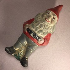 Gartenzwerg Keramik Zwerg Polychrome Malerei Original Handarbeit Alt Antik