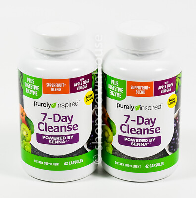 2 Purely Inspired 7-DAY CLEANSE Detox senna Enzymes ACV 42 capsules 12/2025