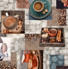 PVC Tischdecke Cafea Kaffee Wachstuch · Länge & Breite wählbar · abwaschbar