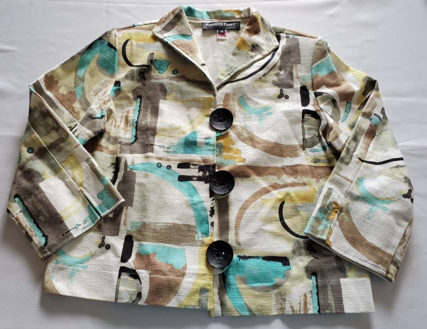 Giacca Pony Verniciata Blazer Donna M Multicolore Grandi Bottoni Spallacci Made in USA