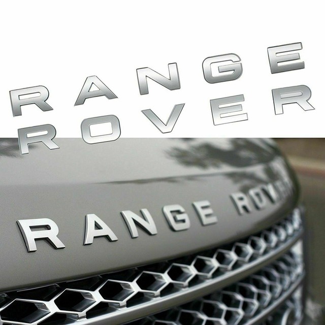 New Chrome Silver Range Rover Emblem Letters Badge Logo Front Rear Hood