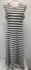 J. Crew Striped Maxi Dress Sz Medium Sleeveless Navy White Classic Nautical