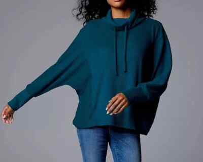 Simply Vera Vera Wang Women's Beyond Navy Funnel Neck Cozy LS Dolman Top - L/XL