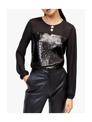 warehouse sheer sleeve sequin top