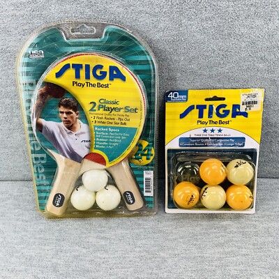 STIGA T0501 - Ping Pong Paddles Classic 2 Player Rackets With Extra Balls  D