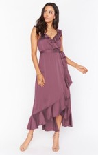 Show Me Your Mumu Samantha Ruffle Wrap Dress Dusty Plum Size X Small