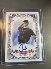 2022 Onyx  Vintage Extended Andrew PAinter Auto Phillies Blue Ink Auto On Card